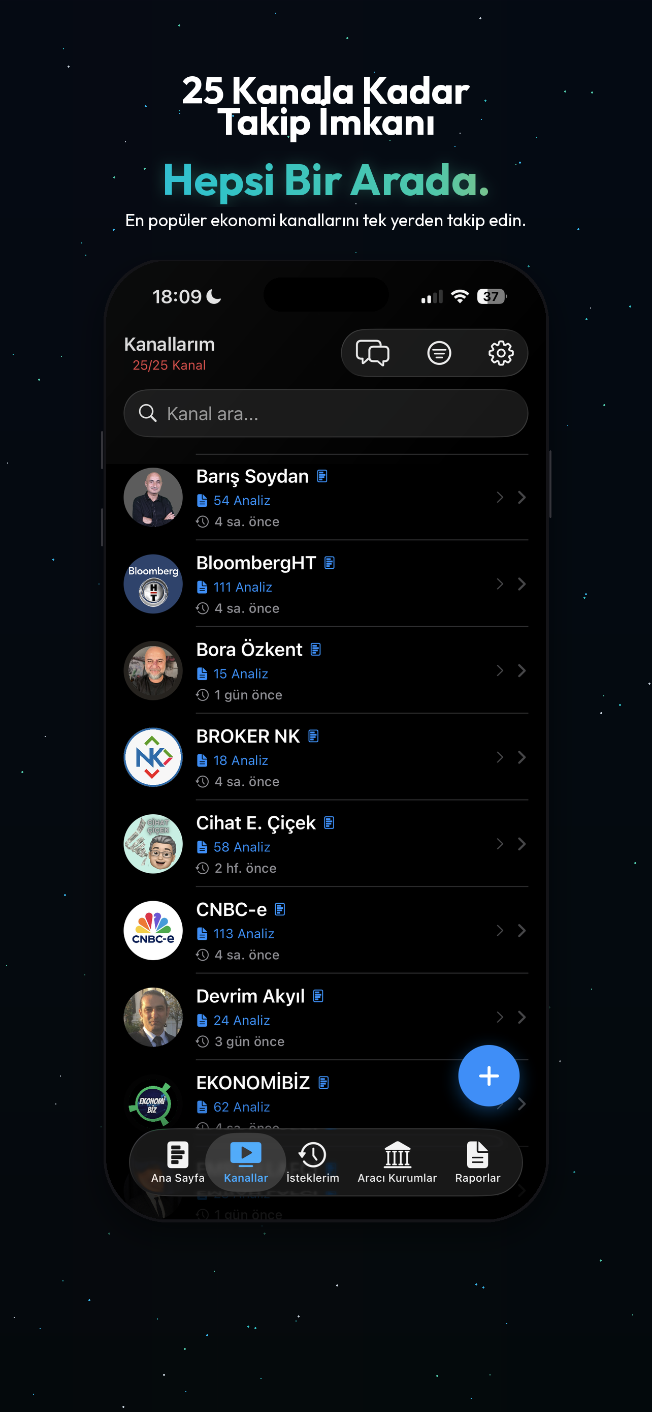 EkoAnaliz - Kanal takibi ekranı